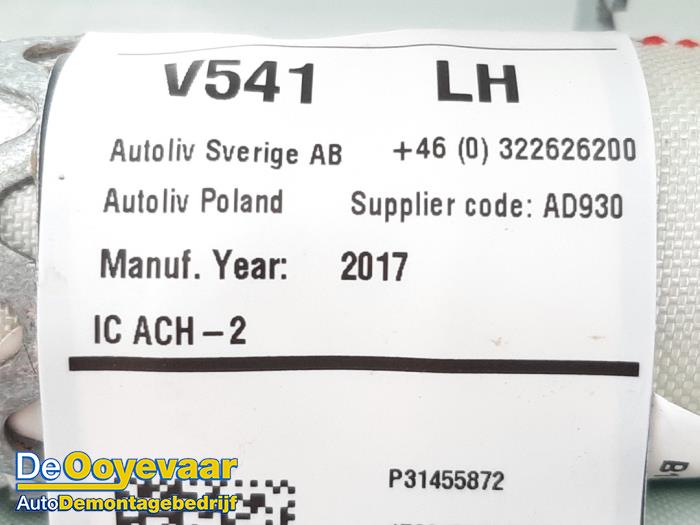 Kurtyna lewa z Volvo S90 II 2.0 D4 16V 2017