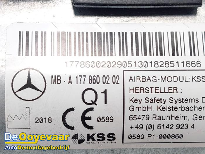 Airbag set + dashboard d'un Mercedes-Benz A (177.0) 1.3 A-200 Turbo 16V 2018
