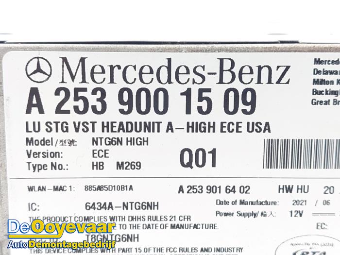 Jednostka multimedialna z Mercedes-AMG GLC Coupé AMG (C253) 4.0 63 S AMG 4.0 V8 32V Turbo 4-Matic+ 2021