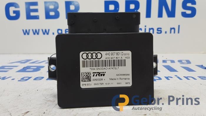Używane Modul hamulca postojowego Audi A7 Sportback (4GA/4GF) 3.0 V6 24V TFSI Quattro Cena € 50,00 Procedura marży oferowane przez Autorec. Gebr. Prins b.v.