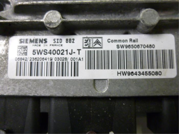 Engine management computer Citroen C3 (FC/FL/FT), 2001 / 2012 1.4 HDi, Hatchback, 4-dr, Diesel, 1.398cc, 50kW (68pk), FWD, DV4TD; 8HZ; 8HX, 2002-02 / 2009-12 (Used)
