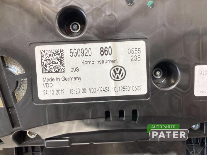 Compteur d'un Volkswagen Golf VII (AUA) 1.4 TSI 16V 2012