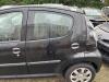 Rear door 4-door, left from a Peugeot 107, 2005 / 2014 1.0 12V, Hatchback, Petrol, 998cc, 50kW (68pk), FWD, 384F; 1KR, 2005-06 / 2014-05, PMCFA; PMCFB; PNCFA; PNCFB 2009