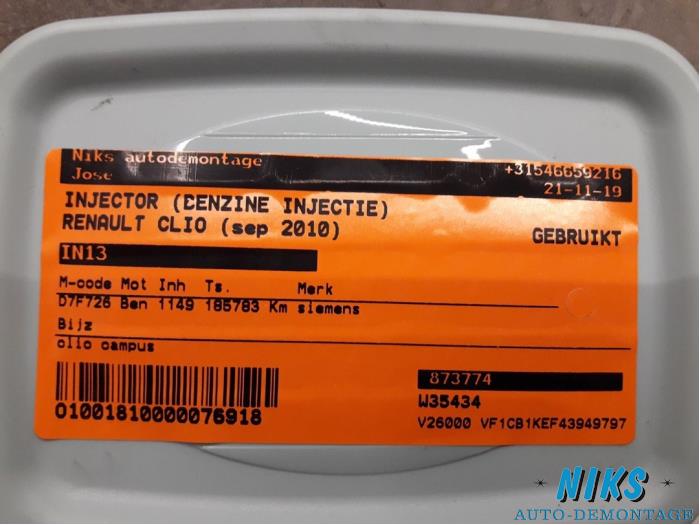 Injecteur (injection essence) d'un Renault Clio II (BB/CB) 1.2 2010