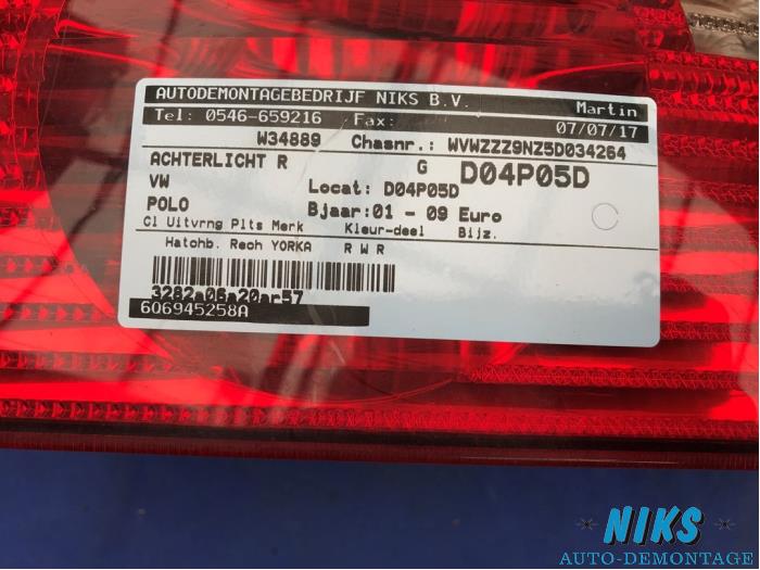 Taillight, right from a Volkswagen Polo 2005