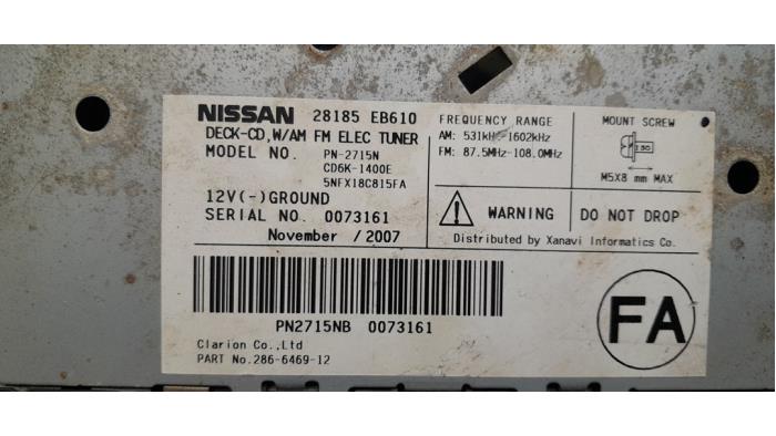 Lecteur CD d'un Nissan Navara (D40) 2.5 dCi 16V 4x4 2008