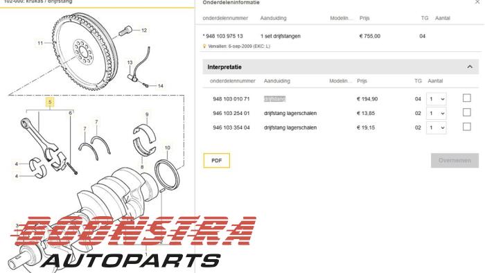 Usagé Bielle Porsche Cayenne (9PA) 4.8 V8 32V Turbo Prix € 99,95 Règlement à la marge proposé par Boonstra Autoparts