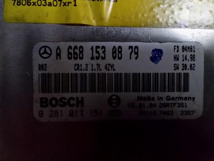 Used Engine management computer Mercedes A (W168) 1.7 A-170 CDI 16V Price on request offered by Zelissen V.O.F. autodemontage