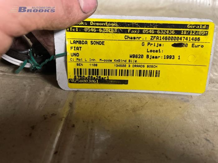 Sonde lambda d'un Fiat Uno (146A/E) 1.1 50 i.e. 1993