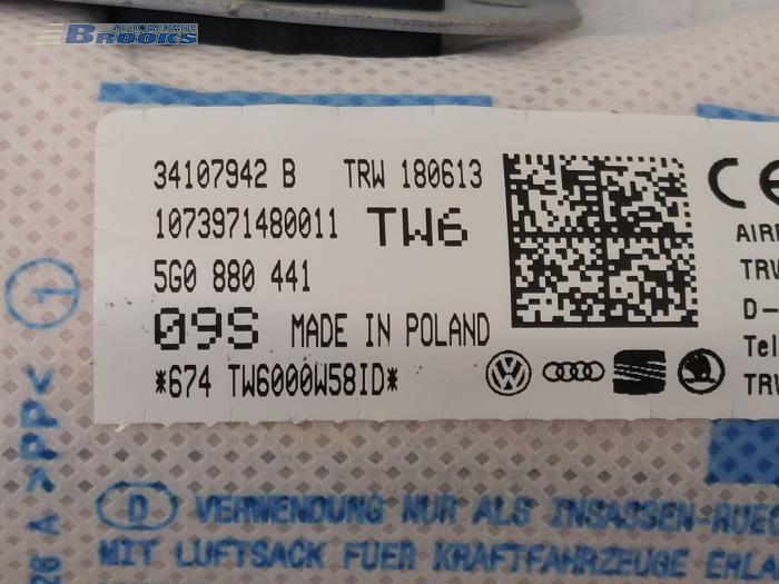 Achterbank airbag links z Volkswagen Golf VII (AUA) 1.6 TDI BlueMotion 16V 2013