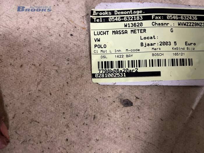 Luftmassenmesser van een Volkswagen Polo IV (9N1/2/3) 1.4 TDI 75 2003