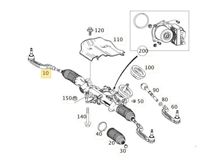 Steering box Mercedes B 1.6 B-180 BlueEFFICIENCY Turbo 16V - 6700003427 ...