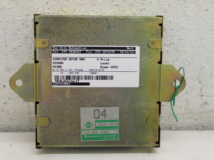 Used Engine management computer Nissan Micra (K10) 1.2 Kat. Price € 150,00 Margin scheme offered by Van Gils Automotive