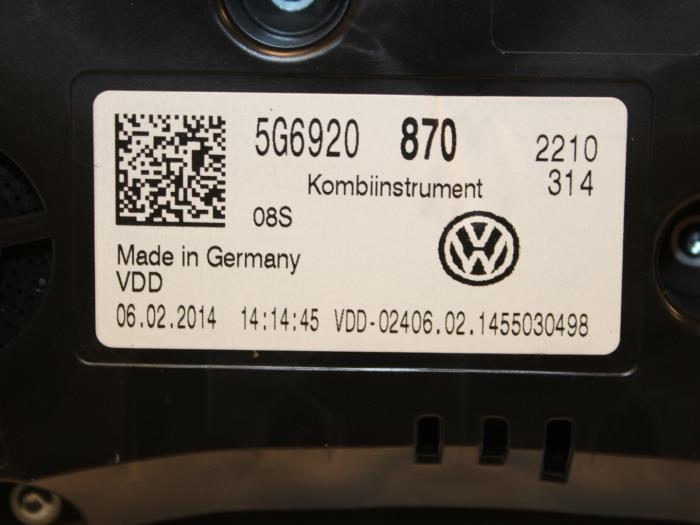 Licznik kilometrów KM z Volkswagen Golf VII (AUA) 2.0 GTI 16V Performance Package 2014