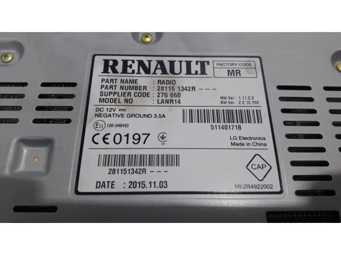 Radio d'un Renault Espace (RFCJ) 1.6 Energy dCi 160 EDC 2016