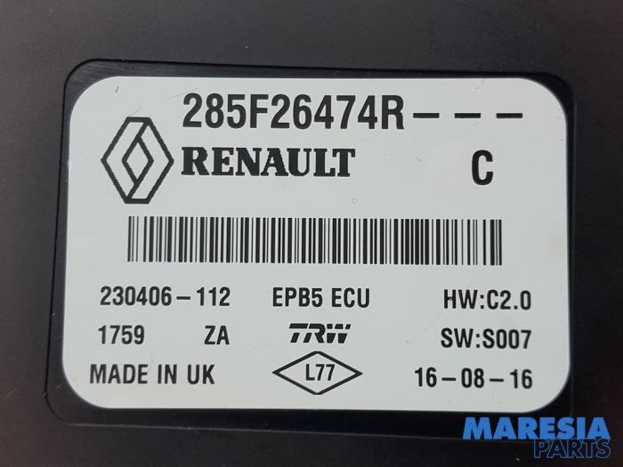 Parking brake module from a Renault Megane IV Estate (RFBK) 1.5 Energy dCi 110 2016
