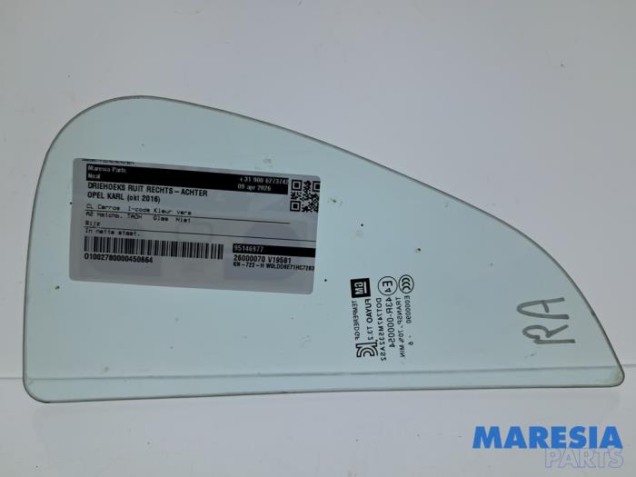 Usados Ventanilla triangular derecha detrás Opel Karl 1.0 12V Precio € 29,99 Norma de margen ofrecido por Maresia Parts
