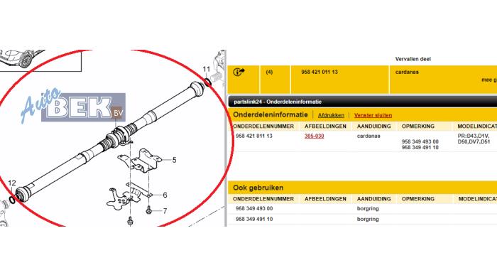 Usagé Arbre intermédiaire Porsche Cayenne II (92A) 3.0 D V6 24V Prix € 350,00 Règlement à la marge proposé par Auto Bek