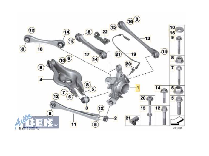 Rear suspension system, right from a BMW 3 serie (F30) 320d 2.0 16V 2017