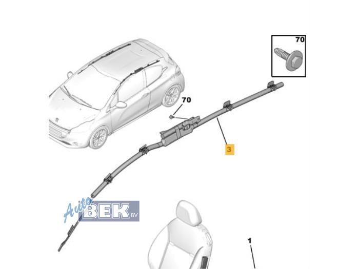 Używane Kurtyna Peugeot 208 I (CA/CC/CK/CL) 1.2 Vti 12V PureTech 82 Cena € 65,00 Procedura marży oferowane przez Auto Bek