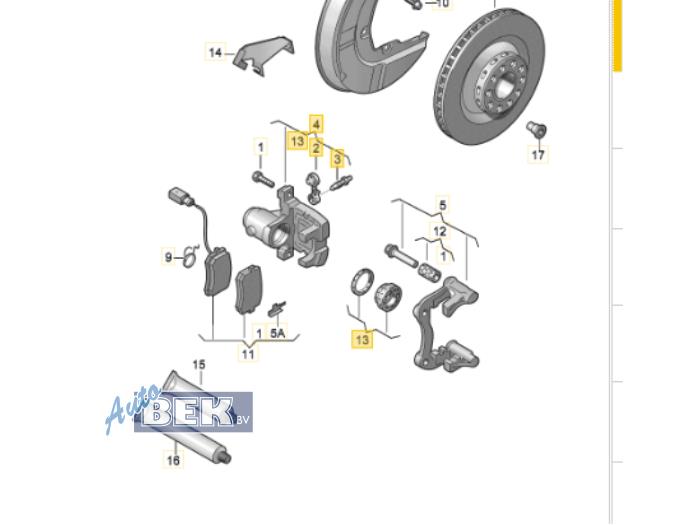 Gebrauchte Bremszange links hinten Volkswagen Transporter T6 2.0 TSI Preis € 25,00 Margenregelung angeboten von Auto Bek
