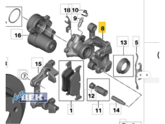 Gebrauchte Bremszange links hinten BMW 1 serie (F40) 116d 1.5 12V TwinPower Preis € 42,50 Margenregelung angeboten von Auto Bek