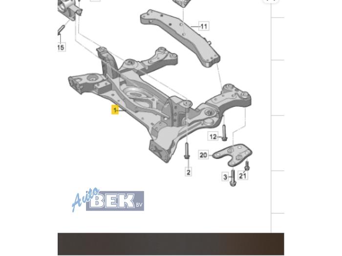 Usados Subchasis Volkswagen ID.4 (E21) PRO 77 kWh Precio € 185,00 Norma de margen ofrecido por Auto Bek