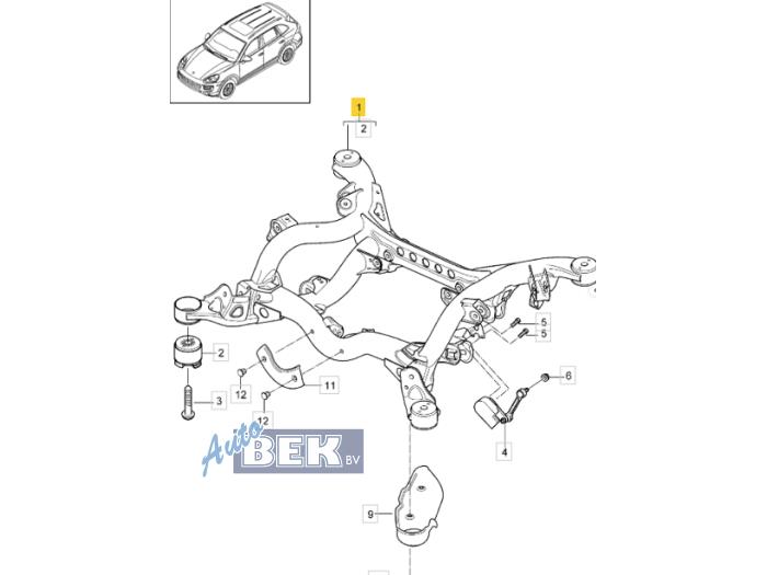 Usados Subchasis Porsche Cayenne II (92A) 3.0 S E-Hybrid 24V Precio € 240,00 Norma de margen ofrecido por Auto Bek