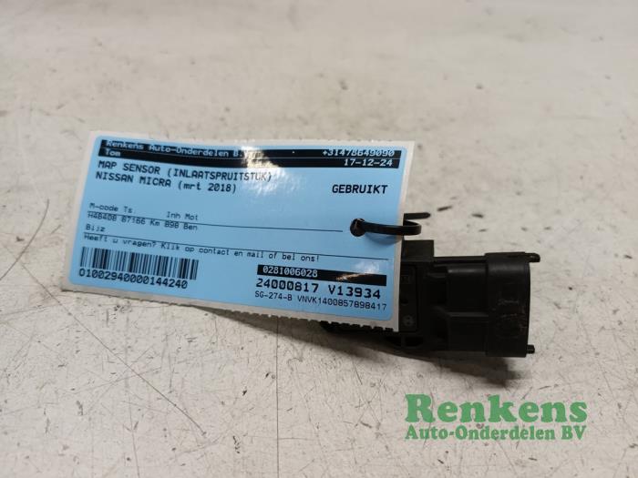 Gebrauchte Map Sensor (Einlasskrümmer) Nissan Micra (K14) 0.9 IG-T 12V Preis € 25,00 Margenregelung angeboten von Renkens Auto-Onderdelen B.V.