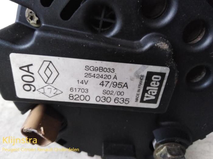 Dynamo van een Renault Scénic I (JA) 1.6 16V 2001