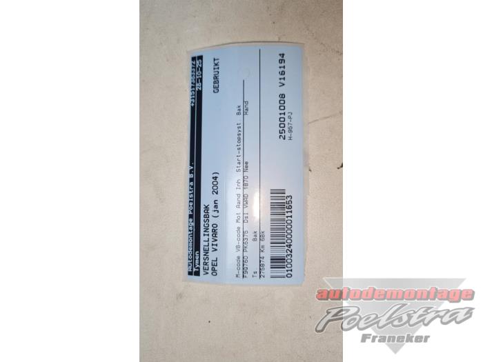 Gebrauchte Getriebe Opel Vivaro 1.9 DTI 16V Preis € 475,00 Margenregelung angeboten von Autodemontage Poelstra B.V.