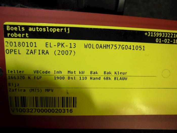 Gebrauchte Luftmassenmesser Opel Zafira (M75) 1.9 CDTI 16V Preis € 35,00 Margenregelung angeboten von Boels Autodemontage