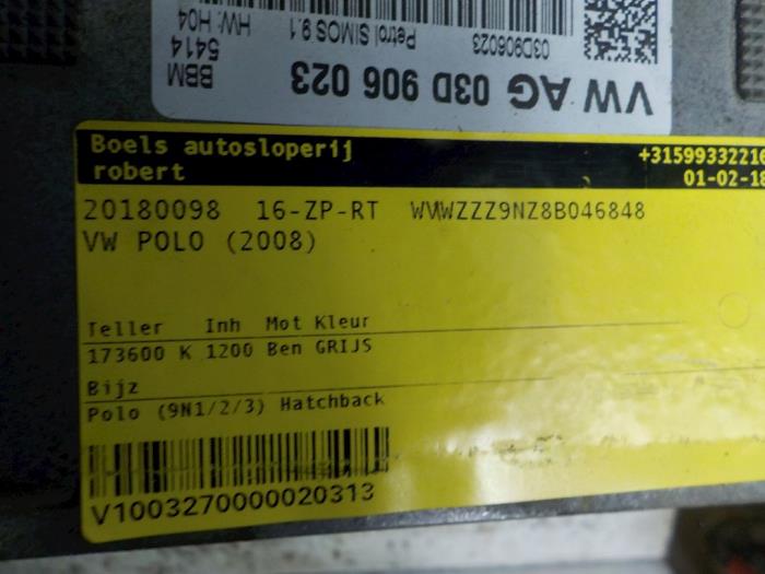 Used Engine management computer Volkswagen Polo IV (9N1/2/3) 1.2 Price € 40,00 Margin scheme offered by Boels Autodemontage