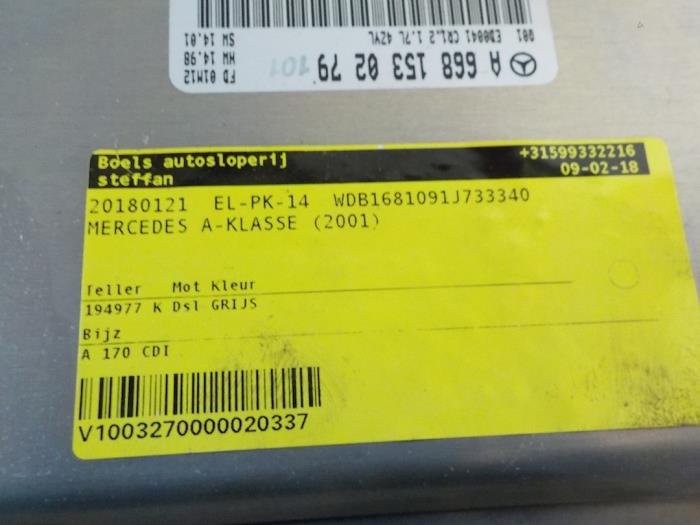 Used Engine management computer Mercedes A (W168) 1.7 A-160 CDI 16V Price € 100,00 Margin scheme offered by Boels Autodemontage