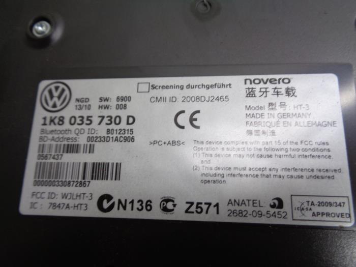 Phone interface from a Volkswagen Scirocco (137/13AD) 1.4 TSI 160 16V 2010