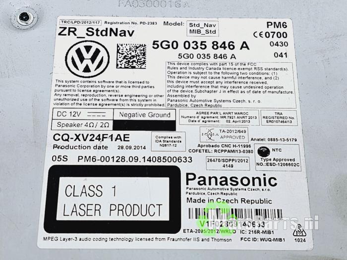 Module navigation d'un Volkswagen Golf VII (AUA) 2.0 TDI 16V 2014