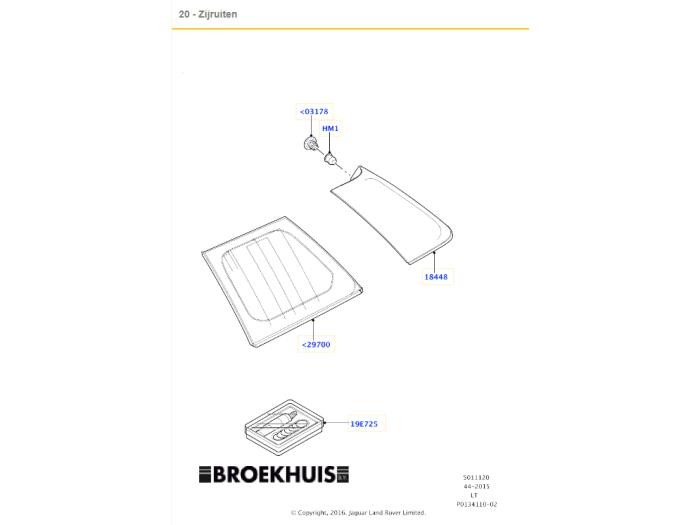 Usados Ventanilla triangular izquierda detrás Landrover Range Rover Sport (LS) 4.2 V8 32V Supercharged Precio € 100,00 Norma de margen ofrecido por Autobedrijf Broekhuis B.V.