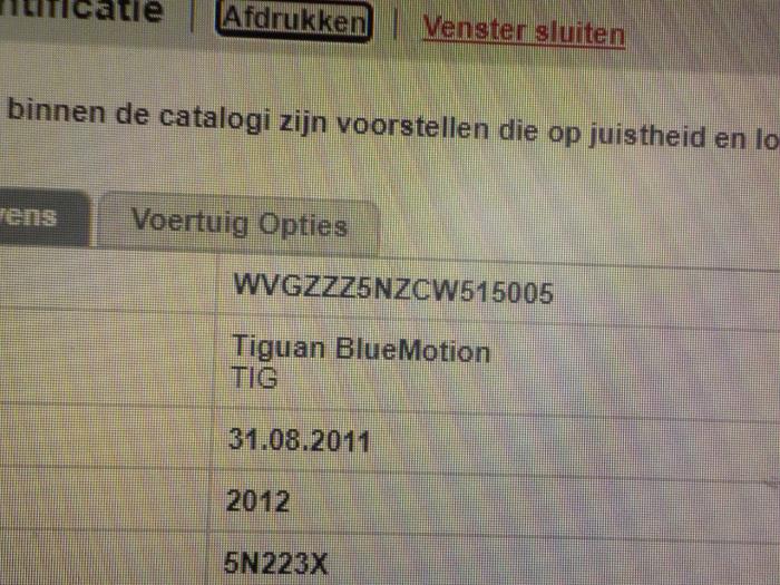 Luftmassenmesser van een Volkswagen Tiguan 2011