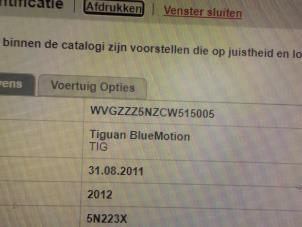 Luftmassenmesser van een Volkswagen Tiguan 2011
