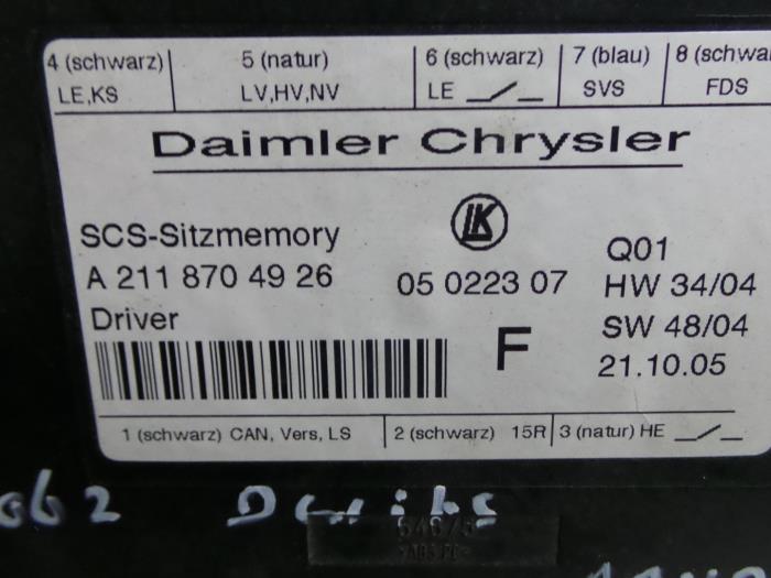 Ordinateur siège d'un Mercedes-Benz C (W203) 2.5 C-230 V6 24V 2006