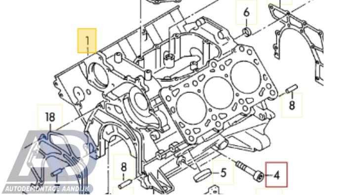 Used Engine crankcase Audi A4 (B5) 2.6 E V6 Price € 199,99 Margin scheme offered by Autodemontage Aandijk