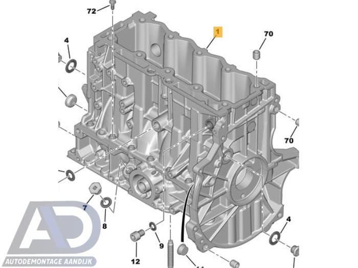 Used Engine crankcase Peugeot 307 (3A/C/D) 1.4 16V Price € 199,99 Margin scheme offered by Autodemontage Aandijk