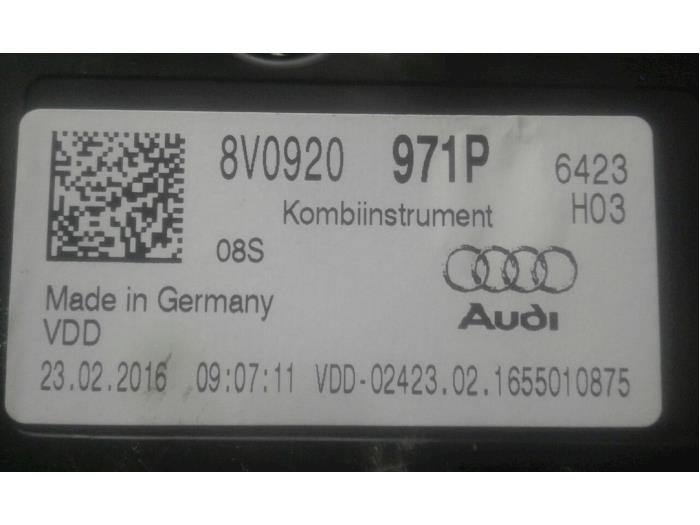 Cuentakilómetros de un Audi A3 Sportback (8VA/8VF) 1.4 TFSI 16V 2016