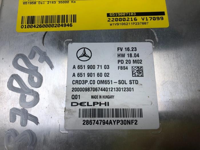 Calculateur moteur d'un Mercedes-Benz Sprinter 3,5t (907.6/910.6) 311 CDI 2.1 D FWD 2020