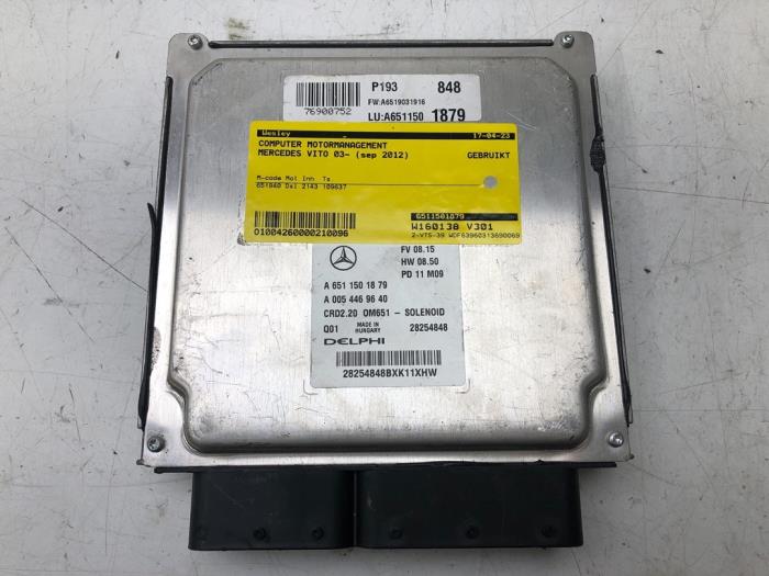 Used Engine management computer Mercedes Vito (639.6) 2.2 110 CDI 16V Euro 5 Price € 208,95 Margin scheme offered by Wessel Parts & Service B.V.