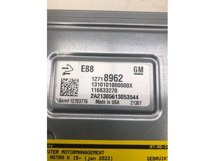 Used Engine management computer Opel Astra K Sports Tourer 1.2 Turbo 12V Price € 261,45 Margin scheme offered by Wessel Parts & Service B.V.