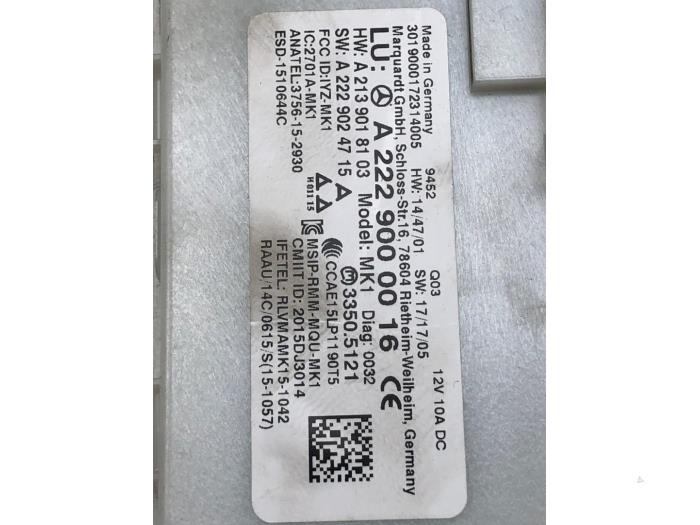 Używane Modul keyless vehicle Mercedes GLC Coupe (C253) 2.0 220d 16V 4-Matic Cena € 61,95 Procedura marży oferowane przez Wessel Parts & Service B.V.