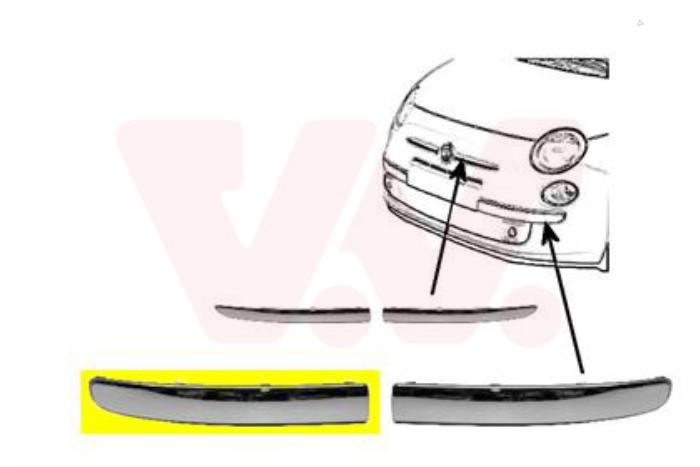 Front bumper strip, right from a Fiat 500 2012
