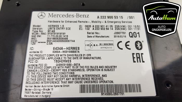 Bluetooth-Modul van een Mercedes-Benz A (W176) 2.2 A-200 CDI, A-200d 16V 2018