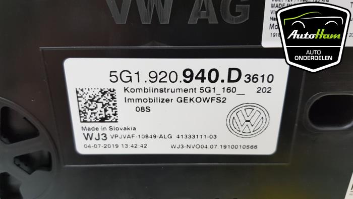 Instrumentenbrett van een Volkswagen Golf VII (AUA) 1.5 TSI Evo BMT 16V 2019